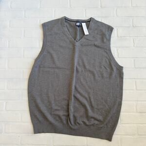 Lands End NEW Men's 100% Supima Cotton Grey Sweater Vest sz XLT